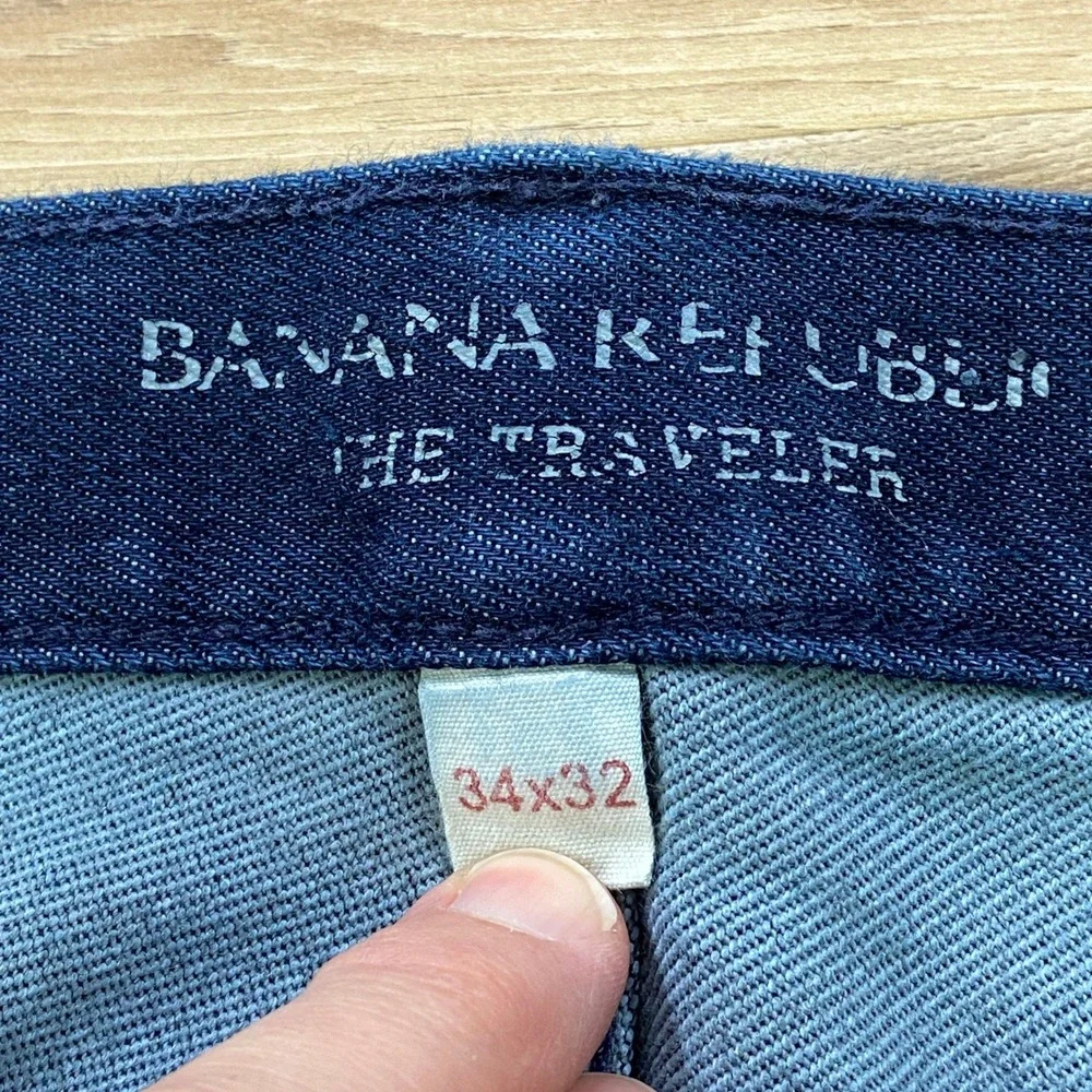 Banana Republic Traveler Jeans Mens 34x32 Slim Cotton Stretch Indigo Dark Wash